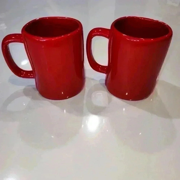 Rae Dunn BUNDLE 2 “LOVE, ♡" Red White Letters ~ Coffee Tea~Mug Cup - Picture 3 of 4